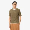 Jersey de cuello polo con punto trenzado de pasarela