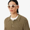 Jersey de cuello polo con punto trenzado de pasarela