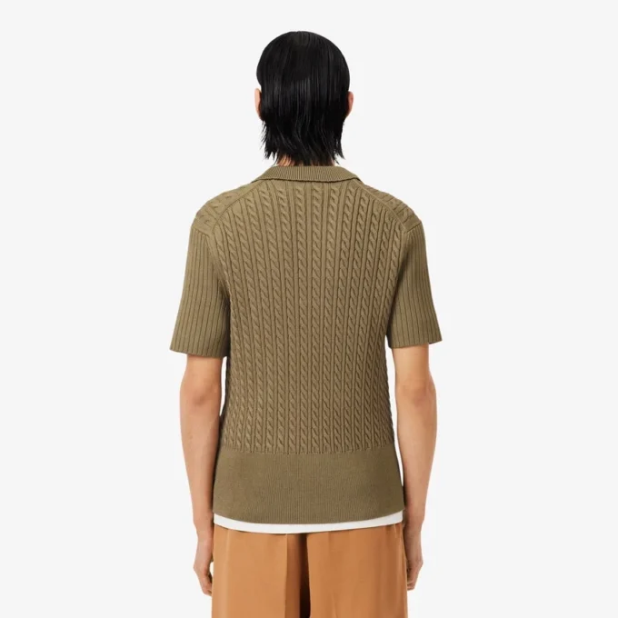Jersey de cuello polo con punto trenzado de pasarela
