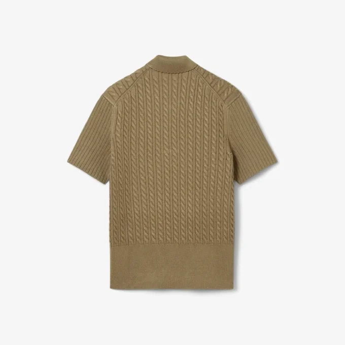 Jersey de cuello polo con punto trenzado de pasarela