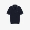 Jersey de cuello polo con tejido de punto trenzado a rayas