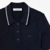 Jersey de cuello polo con tejido de punto trenzado a rayas