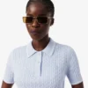 Jersey de cuello polo con tejido de punto trenzado a rayas