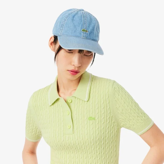Jersey de cuello polo con tejido de punto trenzado a rayas