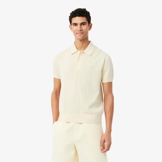 Jersey de cuello polo de punto acanalado fluido