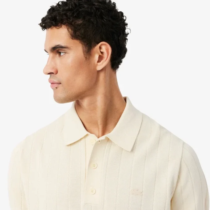 Jersey de cuello polo de punto acanalado fluido