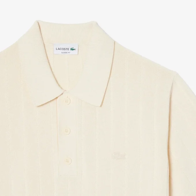Jersey de cuello polo de punto acanalado fluido