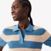 Jersey de cuello polo de punto de malla a rayas