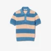 Jersey de cuello polo de punto de malla a rayas