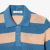 Jersey de cuello polo de punto de malla a rayas
