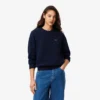 Jersey de cuello redondo de algodón de corte holgado para mujer