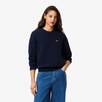 Jersey de cuello redondo de algodón de corte holgado para mujer