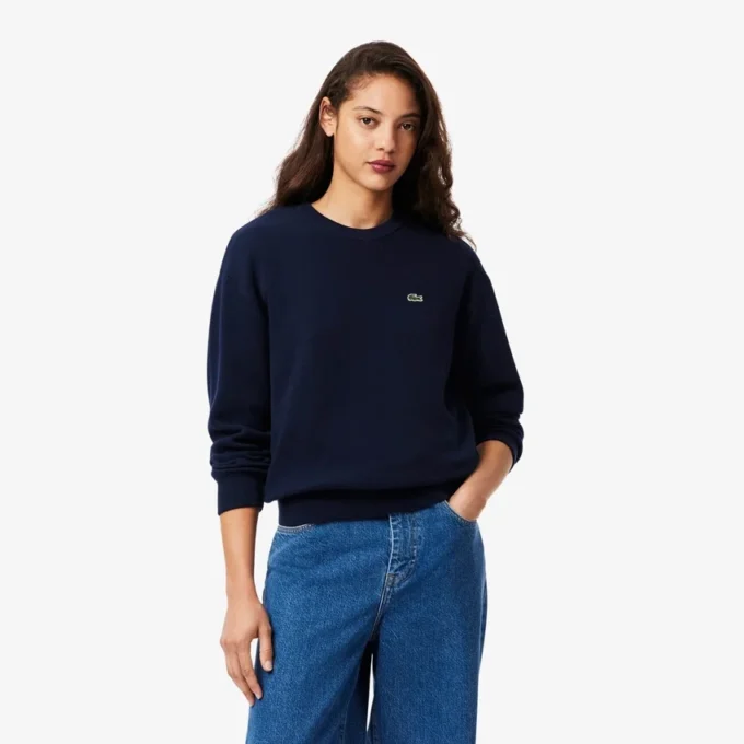 Jersey de cuello redondo de algodón de corte holgado para mujer