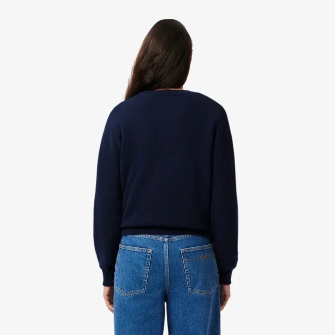 Jersey de cuello redondo de algodón de corte holgado para mujer