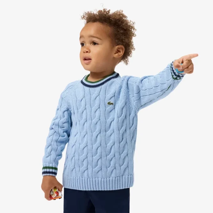 Jersey de cuello redondo de algodón y lana para niño