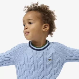 Jersey de cuello redondo de algodón y lana para niño