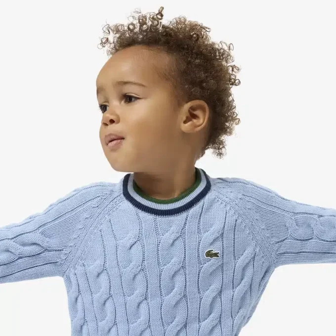 Jersey de cuello redondo de algodón y lana para niño