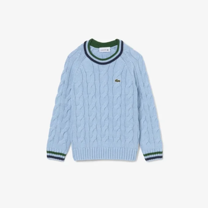Jersey de cuello redondo de algodón y lana para niño