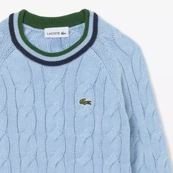 Jersey de cuello redondo de algodón y lana para niño