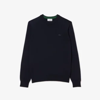 Jersey de cuello redondo de lana merina para hombre