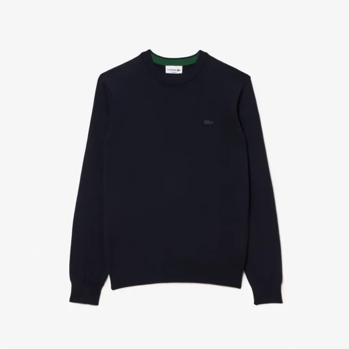 Jersey de cuello redondo de lana merina para hombre