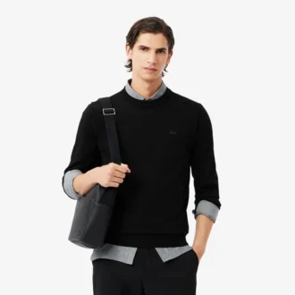 Jersey de cuello redondo de lana merina para hombre