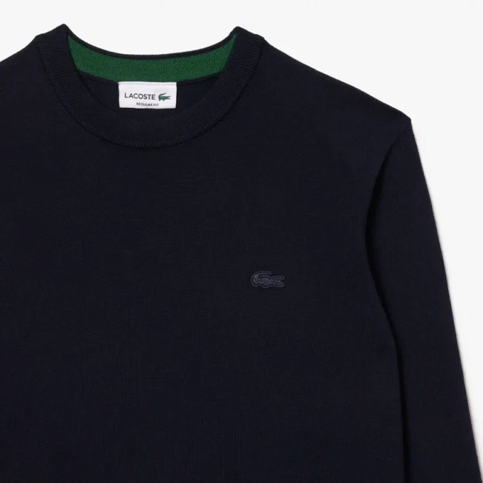 Jersey de cuello redondo de lana merina para hombre