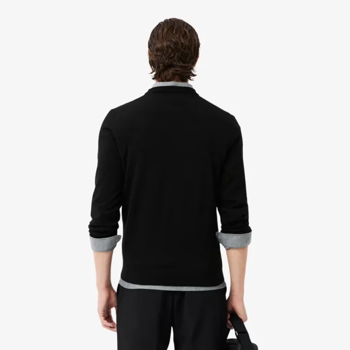 Jersey de cuello redondo de lana merina para hombre