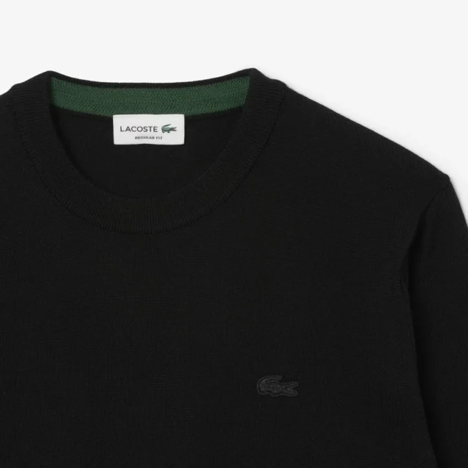 Jersey de cuello redondo de lana merina para hombre