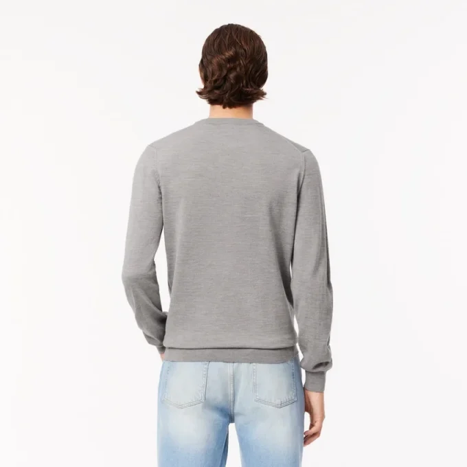 Jersey de cuello redondo de lana merino para hombre