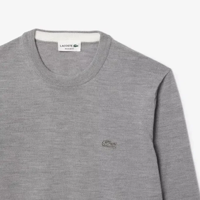 Jersey de cuello redondo de lana merino para hombre
