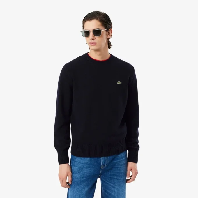 Jersey de cuello redondo de lana para hombre