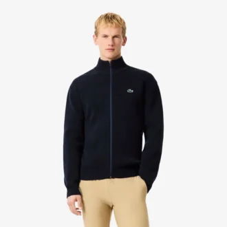 Jersey de golf con cremallera de punto acanalado para hombre