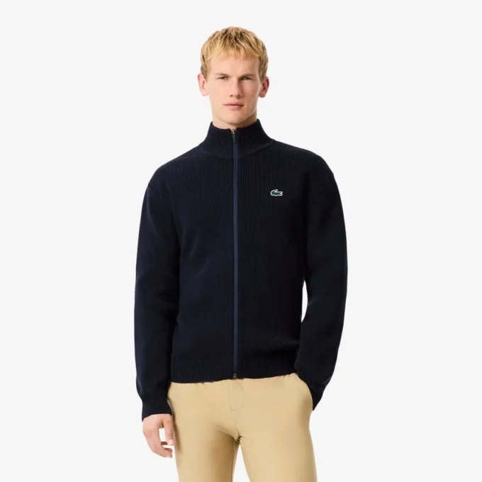 Jersey de golf con cremallera de punto acanalado para hombre
