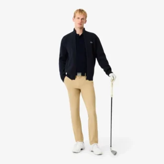 Jersey de golf con cremallera de punto acanalado para hombre