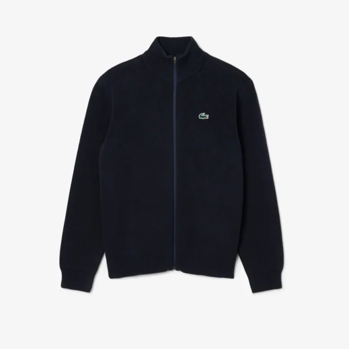 Jersey de golf con cremallera de punto acanalado para hombre