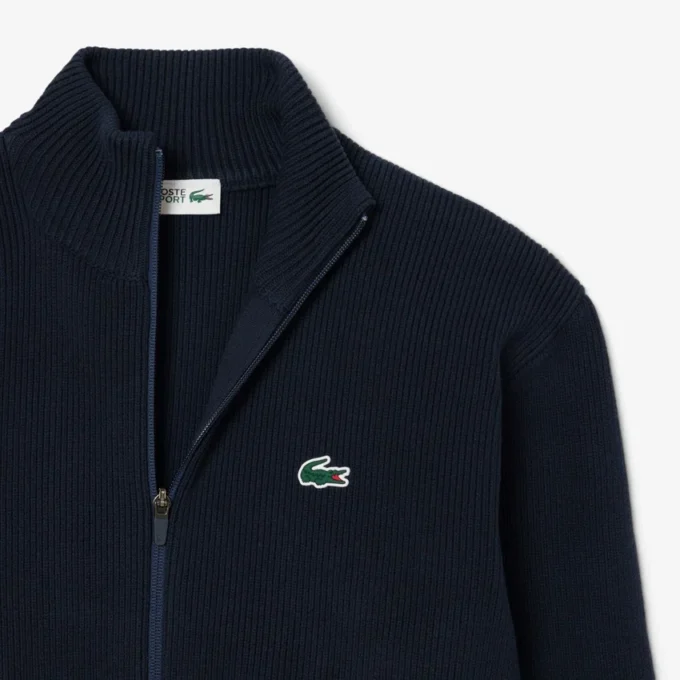 Jersey de golf con cremallera de punto acanalado para hombre