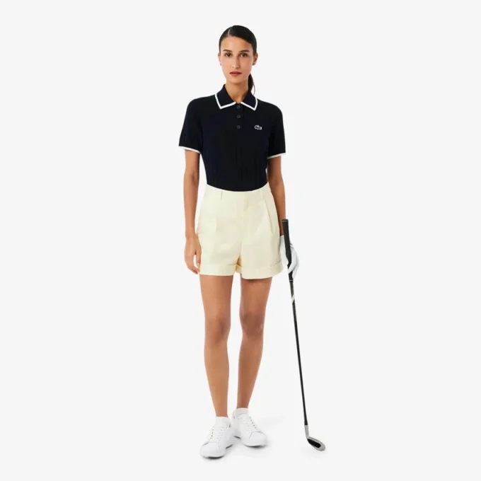 Jersey de golf de manga corta con cuello polo para mujer