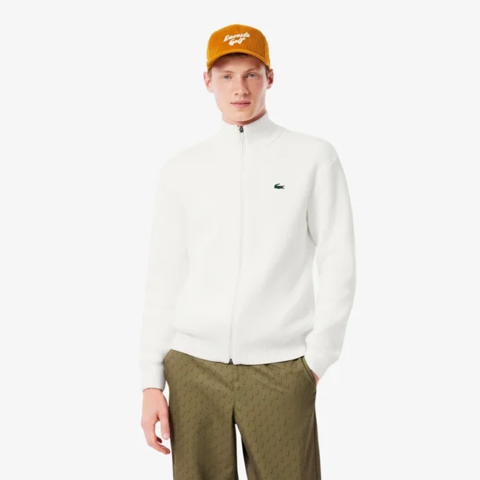 Jersey de golf de punto acanalado con cremallera para hombre