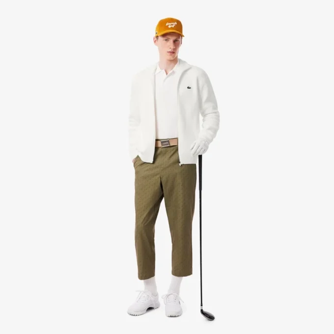 Jersey de golf de punto acanalado con cremallera para hombre