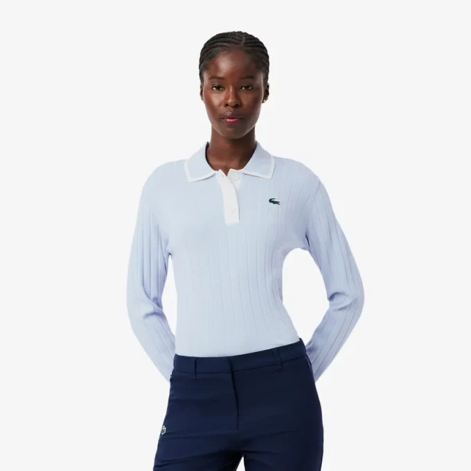 Jersey de golf elástico con cuello polo para mujer