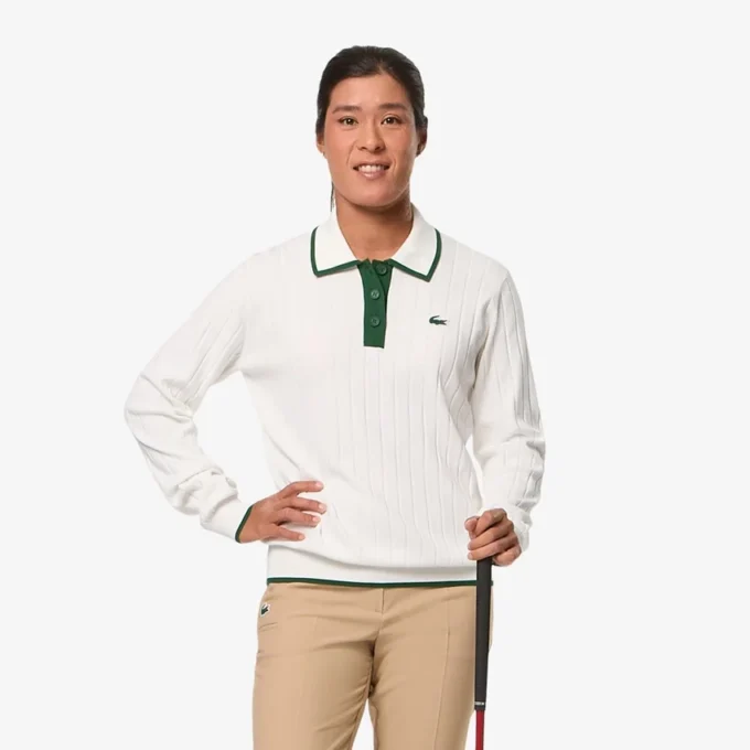 Jersey de golf elástico con cuello polo para mujer