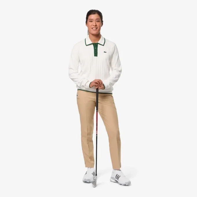 Jersey de golf elástico con cuello polo para mujer