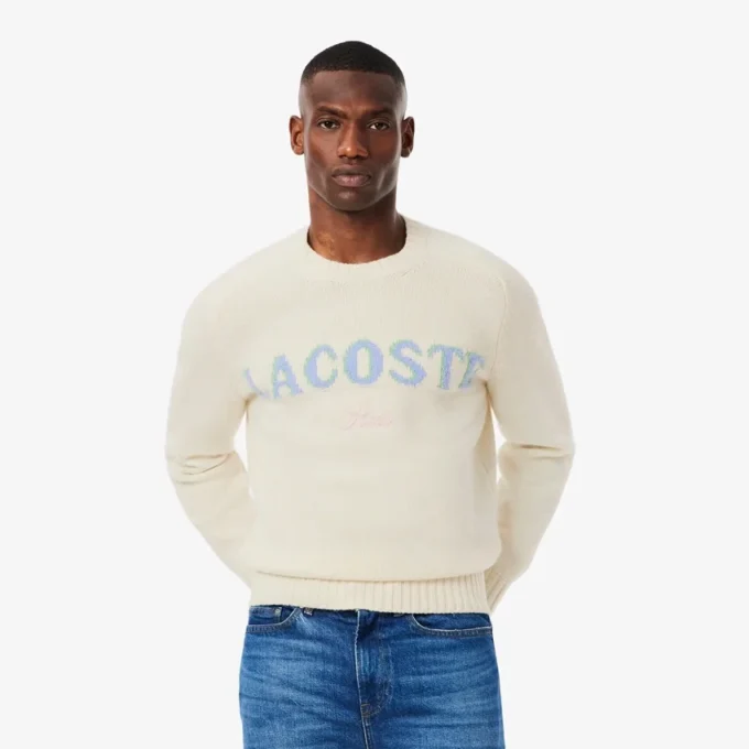 Jersey de lana con intrincados detalles de la marca para hombre