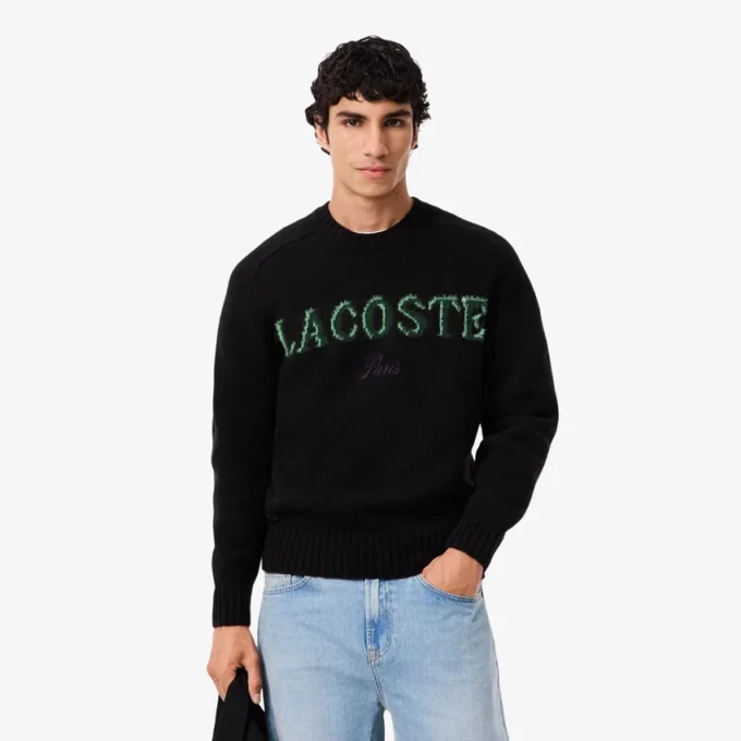 Jersey de lana con intrincados detalles de la marca para hombre