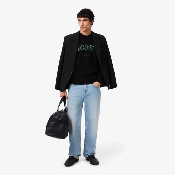 Jersey de lana con intrincados detalles de la marca para hombre