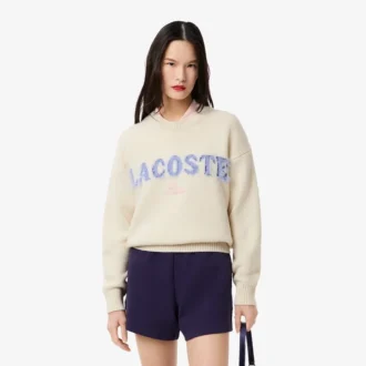 Jersey de lana con intrincados motivos de la marca para mujer