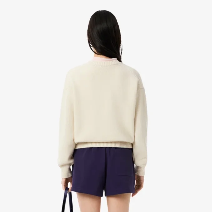Jersey de lana con intrincados motivos de la marca para mujer