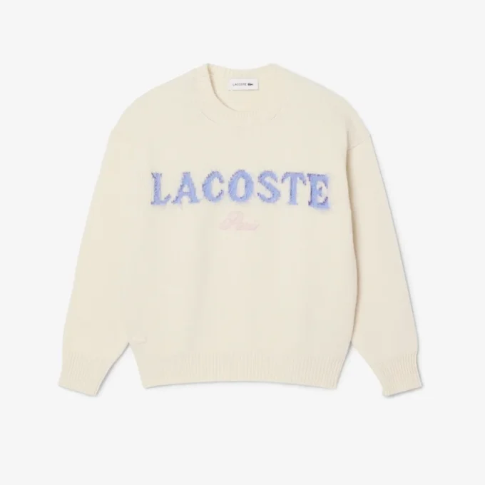 Jersey de lana con intrincados motivos de la marca para mujer