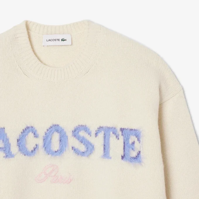 Jersey de lana con intrincados motivos de la marca para mujer